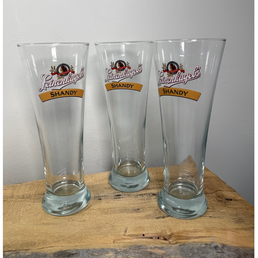 Leinenkugel's Summer Shandy Beer Glasses Set of 3 Tall Pilsner Barware 8.5‎ Inch